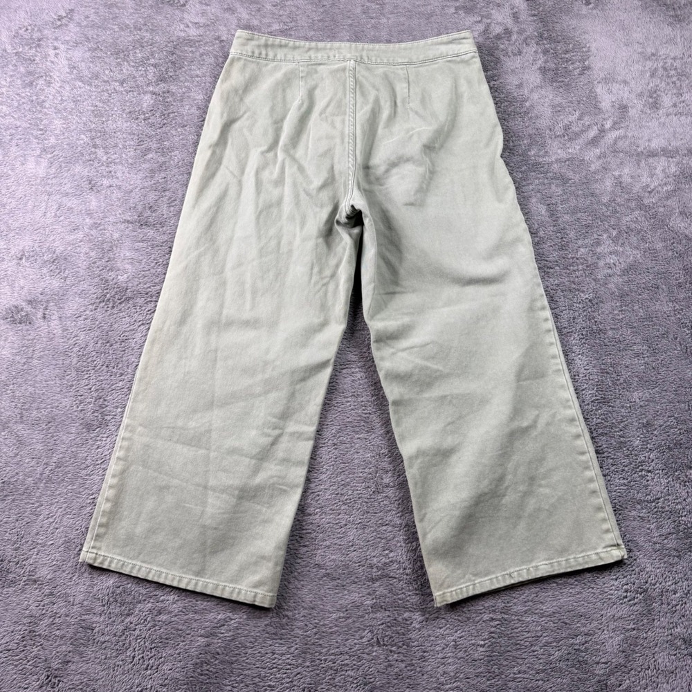 Oat Green Mid-Rise Wide-Leg Cropped Pants with Belt - Picture 7 of 8